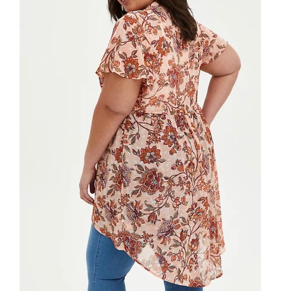 Torrid Lexie Hi-Low Babydoll Chiffon Floral Top - Picture 2 of 12